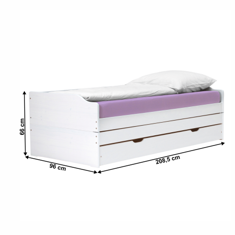 Masivní postel s přistýlkami FLOPY bílá