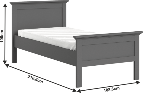 Jednolůžková postel PARIS 77801 šedá, 90x200 cm