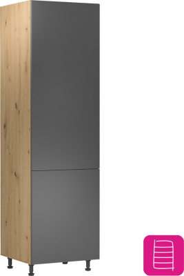 Potravinová skříňka, dub artisan/šedý mat, levá, LANGEN D60R