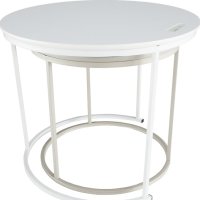 Příruční stolek, bílá / šedá, NERIMAN 2v1