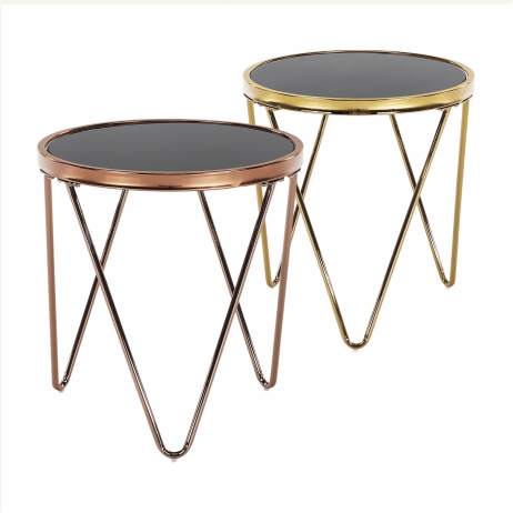 Příruční stolek VALERO, gold chrom zlatá / černá