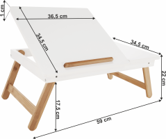 Příruční stolek na notebook / držák na tablet, bílá / přírodní bambus, MELTEN