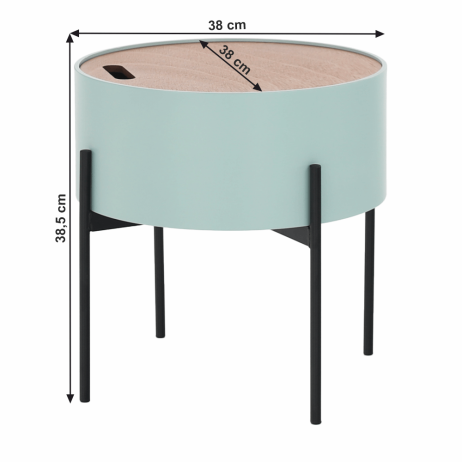 Příruční stolek MOSAI, neo mint / přírodní / černá