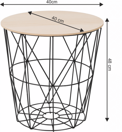 Příruční stolek, přírodní/černá, NANCER TYP 3