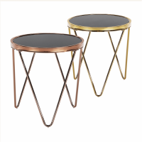 Příruční stolek VALERO, rose gold chrom růžová / černá