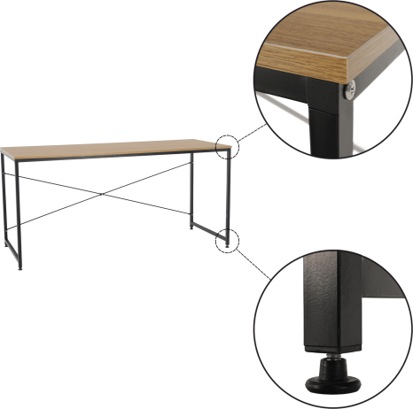 Psací stůl, dub / černá, 150x60 cm, MELLORA