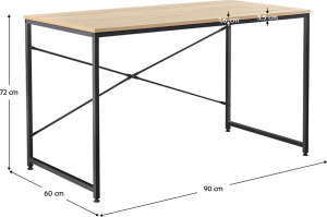 Psací stůl, dub / černá, 90x60 cm, MELLORA