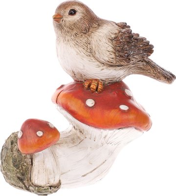 Ptáček  ALA278-RED sedící na červené houbě