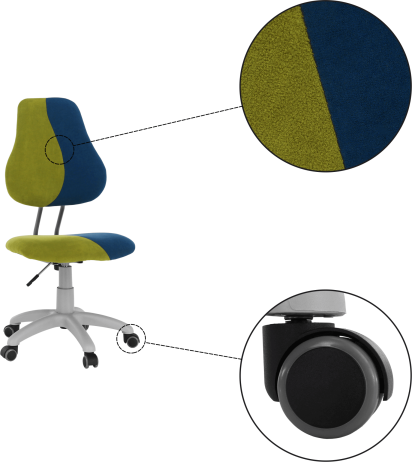 Rostoucí otočná židle RAIDON, zelená/modrá/šedá