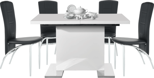 Rozkládací jídelní stůl, bílá vysoký lesk HG, IRAKOL