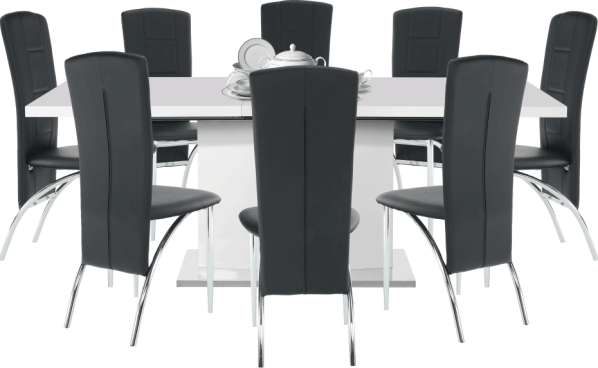 Rozkládací jídelní stůl, bílá vysoký lesk HG, KORINTOS