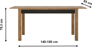Rozkládací jídelní stůl, dub lefkas tmavý / černý mat, LUCITA HAVT02