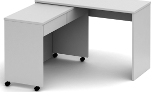 PC stůl rozkládací, bílá / bílá, VERSAL NEW