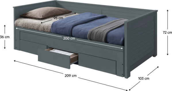 Rozkládací postel, šedá, GORETA