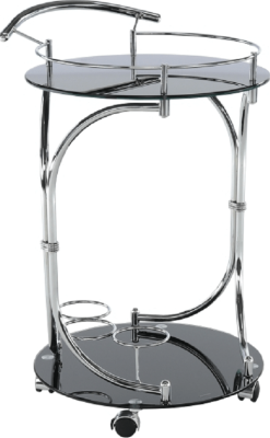 Servírovací stolek, černé sklo/chrom, VESNA
