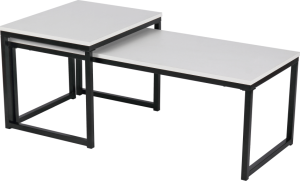 Set 2 konferenčních stolků, matná bílá / černá, KASTLER TYP 2