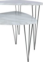 Set 2 konferenčních stolků, vzor bílý mramor / černý kov, STOFOL