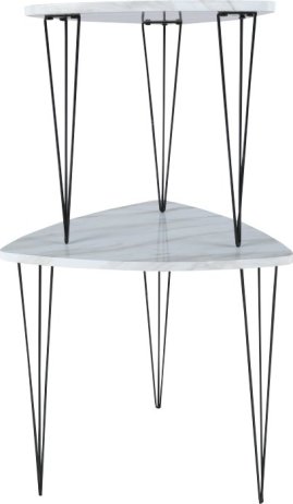Set 2 konferenčních stolků, vzor bílý mramor / černý kov, STOFOL