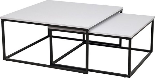 Set 2 konferenčních stolků, matná bílá / černá, Kastler TYP 1