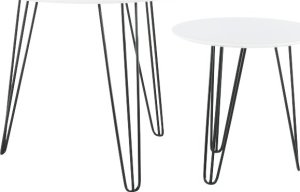 Set dvou příručních stolků, bílá / černá, HOLDEN 2V1