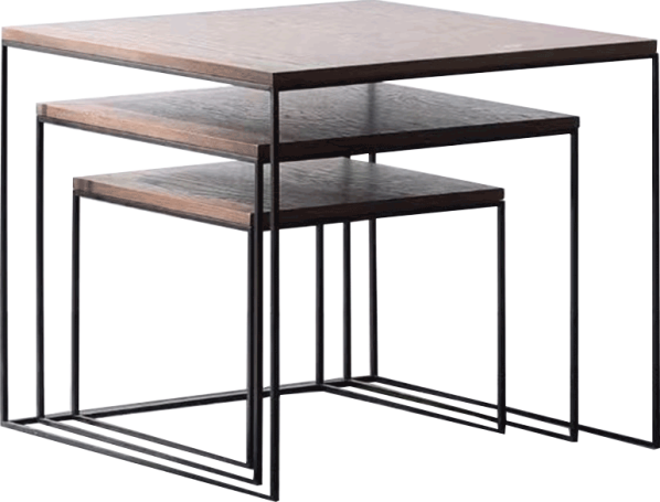 Set tří konferenčních stolků, MDF / kov, ořech / černá, DVEIN