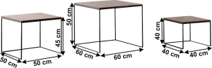Set tří konferenčních stolků, MDF / kov, ořech / černá, DVEIN