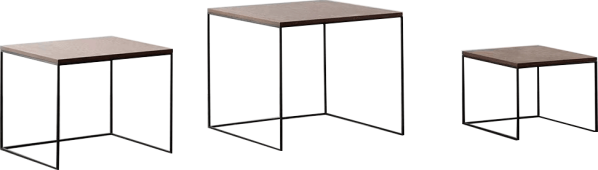 Set tří konferenčních stolků, MDF / kov, ořech / černá, DVEIN