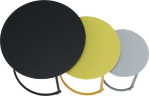 Set tří příručních stolků, šedá / žlutá / černá, RONEL NEW