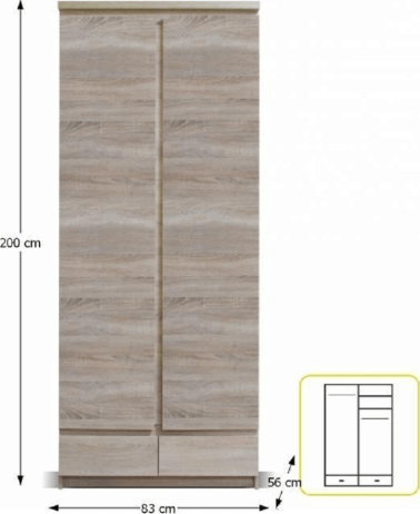 Šatní skříň PANAMA typ 01, dub sonoma