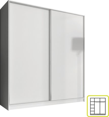 Skříň dvoudveřová kombinovaná, šířka 180 cm, bílá, AVA
