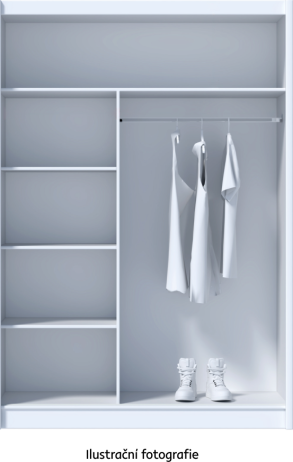 Skříň s posuvnými dveřmi MERINA 150, bílá / černá
