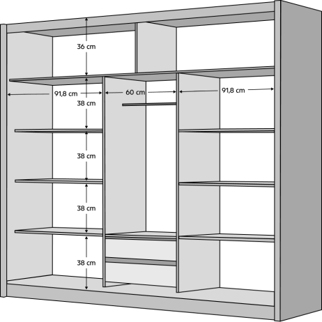 Skříň s posuvnými dveřmi MERINA 250, bílá / černá