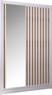 Skříň s posuvnými dveřmi, bílá/dub craft, 150x215 cm, LADDER