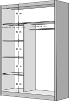 Skříň s posuvnými dveřmi MERINA 150, dub sonoma/ šedá