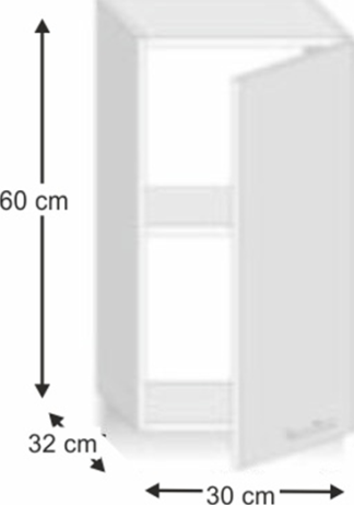 Skříňka horní jednodveřová, bílý vysoký lesk HG, LINE WHITE