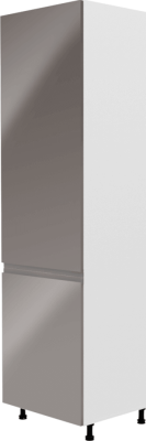 Skříňka na lednici, bílá / šedá extra vysoký lesk, levá, AURORA D60ZL