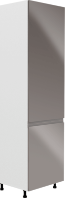Skříňka na lednici, bílá / šedá extra vysoký lesk, pravá, AURORA D60ZL