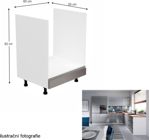 Skříňka na spotřebiče, bílá / šedá extra vysoký lesk, AURORA D60ZK