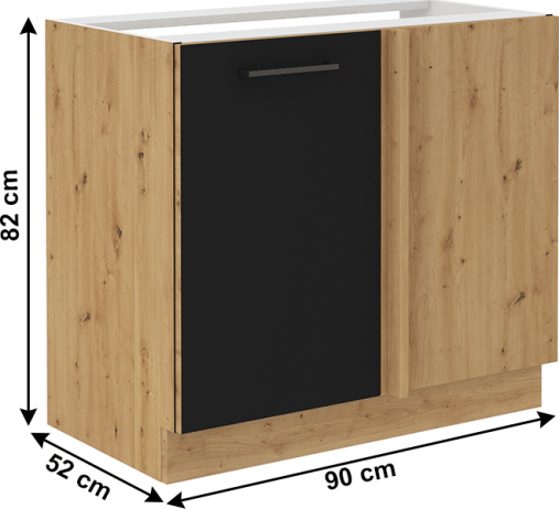 Spodní kuchyňská skříňka, černý mat / dub artisan, Monro 105 ND 1FFBB