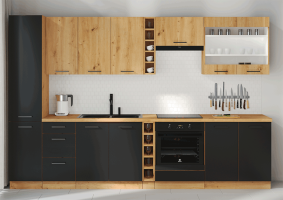 Spodní kuchyňská skříňka, černý mat / dub artisan, Monro 105 ND 1FFBB
