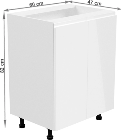 Spodní skříňka AURORA D602F, bílá / bílá vysoký lesk