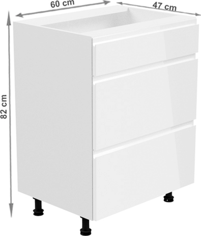 Spodní skříňka, bílá / bílá extra vysoký lesk, AURORA D60S3