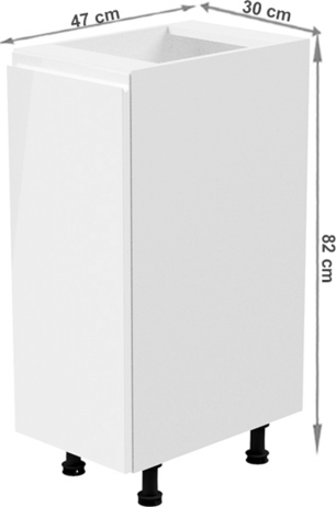 Spodní skříňka, bílá / bílá extra vysoký lesk, levá, AURORA D30