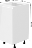 Spodní skříňka, bílá / bílá extra vysoký lesk, levá, AURORA D40