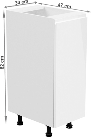 781/5000Spodní skříňka, bílá / bílá extra vysoký lesk, pravá, AURORA D30