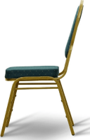 Židle, stohovatelná, látka zelená / matný zlatý rám, ZINA NEW