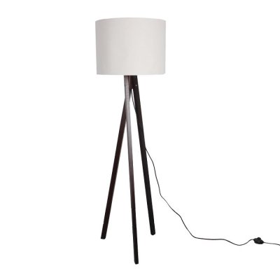 Stojací lampa LILA Typ 9, bílá / černé dřevo