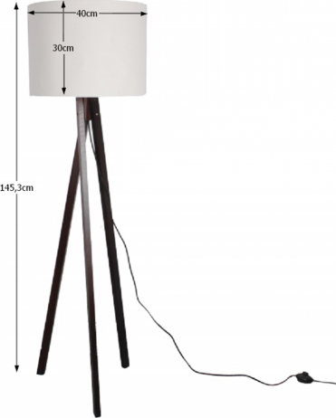 Stojací lampa LILA Typ 9, bílá / černé dřevo