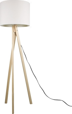Stojací lampa LILA Typ 6, bílá / přírodní dřevo