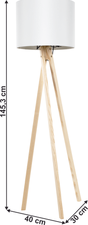 Stojací lampa LILA Typ 6, bílá / přírodní dřevo